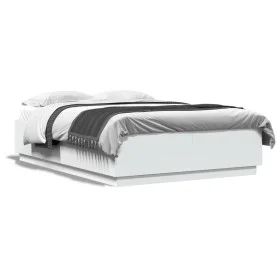 White engineered wood bed frame 160x200 cm by vidaXL, Beds and slatted bases - Ref: Foro24-3209688, Price: 157,31 €, Discount: %