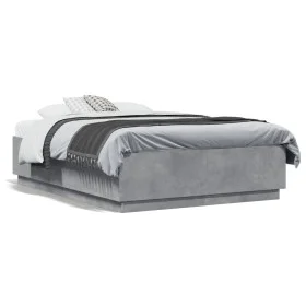 Concrete gray engineered wood bed frame 140x190cm by vidaXL, Beds and slatted bases - Ref: Foro24-3209733, Price: 149,31 €, D...