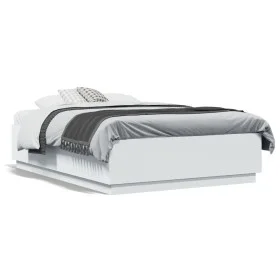 White engineered wood bed frame 120x190 cm by vidaXL, Beds and slatted bases - Ref: Foro24-3209744, Price: 141,72 €, Discount: %