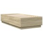 Estructura cama con luces LED madera roble Sonoma 75x190 cm de vidaXL, Camas y somieres - Ref: Foro24-3209669, Precio: 125,08...