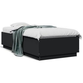 Black engineered wood bed frame 75x190 cm by vidaXL, Beds and slatted bases - Ref: Foro24-3209759, Price: 110,52 €, Discount: %