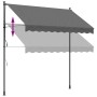 Toldo retráctil de tela y acero gris antracita 250x150 cm de vidaXL, Toldos - Ref: Foro24-368739, Precio: 90,53 €, Descuento: %