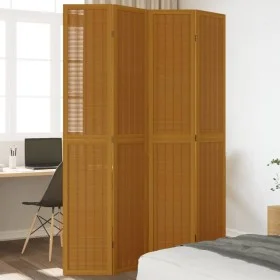 4-panel partition screen solid paulownia wood brown by vidaXL, Room dividers - Ref: Foro24-358820, Price: 129,14 €, Discount: %