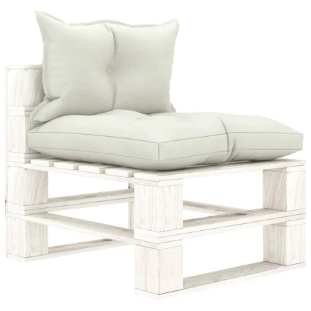 Central pallet sofa for garden made of wood with beige cushions by vidaXL, Outdoor sofas - Ref: Foro24-3052422, Price: 87,65 ...