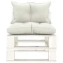 Central pallet sofa for garden made of wood with beige cushions by vidaXL, Outdoor sofas - Ref: Foro24-3052422, Price: 87,65 ...