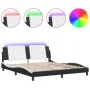 Bed frame with LED light PE leather black white 180x200 cm by vidaXL, Beds and slatted bases - Ref: Foro24-3214129, Price: 22...