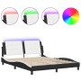 Bed frame with LED light PE leather black white 160x200 cm by vidaXL, Beds and slatted bases - Ref: Foro24-3214122, Price: 21...