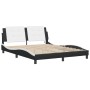Bed frame with LED light PE leather black white 160x200 cm by vidaXL, Beds and slatted bases - Ref: Foro24-3214122, Price: 21...