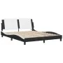 Estructura de cama con luz LED cuero PE negro blanco 160x200 cm de vidaXL, Camas y somieres - Ref: Foro24-3214122, Precio: 21...