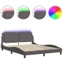 Bettgestell mit LED-Leuchten, graues PE-Leder, 160 x 200 cm von vidaXL, Betten und Lattenroste - Ref: Foro24-3214120, Preis: ...