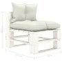 Central pallet sofa for garden made of wood with beige cushions by vidaXL, Outdoor sofas - Ref: Foro24-3052422, Price: 87,65 ...