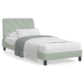 Estructura de cama con cabecero terciopelo gris claro 80x200 cm