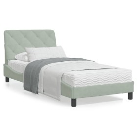 Light gray velvet bed frame with headboard 80x200 cm by vidaXL, Beds and slatted bases - Ref: Foro24-3207887, Price: 143,68 €...