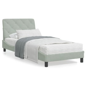 Estructura de cama con cabecero terciopelo gris claro 90x190 cm