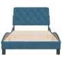 Bed frame with blue velvet headboard 100x200 cm by vidaXL, Beds and slatted bases - Ref: Foro24-3207909, Price: 151,18 €, Dis...