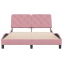 Estructura de cama con cabecero de terciopelo rosa 120x200 cm