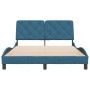 Bettgestell mit blauem Samtkopfteil 140x190 cm von vidaXL, Betten und Lattenroste - Ref: Foro24-3207921, Preis: 206,44 €, Rab...