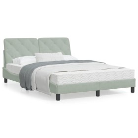 Estructura de cama con cabecero terciopelo gris claro 140x190cm