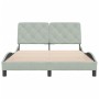 Bettgestell mit hellgrauem Samtkopfteil 140x190cm von vidaXL, Betten und Lattenroste - Ref: Foro24-3207923, Preis: 185,29 €, ...