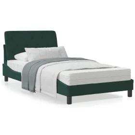 Bed frame LED lights dark green velvet 100x200 cm by vidaXL, Beds and slatted bases - Ref: Foro24-3213840, Price: 144,28 €, D...