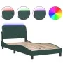 Estructura de cama luces LED terciopelo verde oscuro 100x200 cm de vidaXL, Camas y somieres - Ref: Foro24-3213840, Precio: 14...