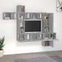 Set de muebles para TV 10 pzas madera contrachapada gris Sonoma