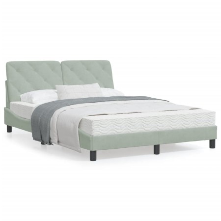 Bed with light gray velvet mattress 140x200 cm by vidaXL, Beds and slatted bases - Ref: Foro24-3208658, Price: 380,81 €, Disc...