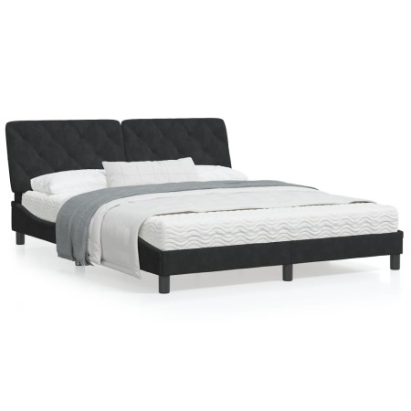 Cama con colchón terciopelo negro 160x200 cm de vidaXL, Camas y somieres - Ref: Foro24-3208666, Precio: 436,87 €, Descuento: %
