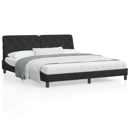 Cama con colchón terciopelo negro 180x200 cm de vidaXL, Camas y somieres - Ref: Foro24-3208672, Precio: 467,47 €, Descuento: %