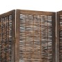 Biombo separador de 3 paneles madera paulownia marrón oscuro