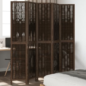 Biombo separador de 5 paneles madera paulownia marrón oscuro de vidaXL, Divisores de ambientes - Ref: Foro24-358663, Precio: ...