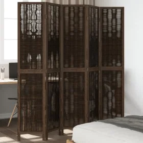 Dark brown paulownia wood 5-panel separator screen by vidaXL, Room dividers - Ref: Foro24-358663, Price: 122,68 €, Discount: %