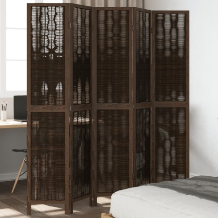 Dark brown paulownia wood 5-panel separator screen by vidaXL, Room dividers - Ref: Foro24-358663, Price: 124,93 €, Discount: %