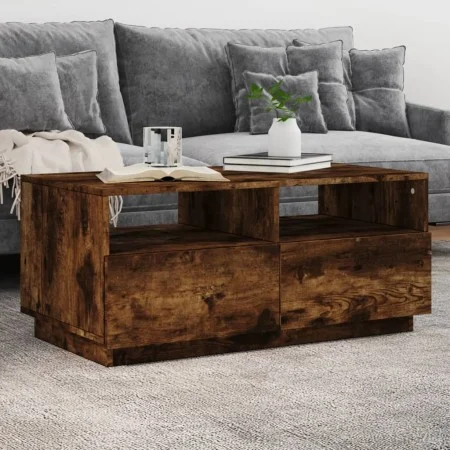 Coffee table with LED lights smoked oak 90x49x40 cm by vidaXL, Coffee table - Ref: Foro24-839837, Price: 97,16 €, Discount: %