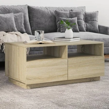 Coffee table with LED lights Sonoma oak 90x49x40 cm by vidaXL, Coffee table - Ref: Foro24-839835, Price: 98,30 €, Discount: %