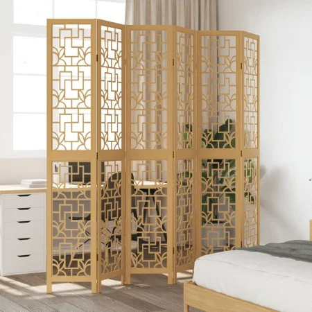 6-panel partition screen solid brown paulownia wood by vidaXL, Room dividers - Ref: Foro24-358876, Price: 179,35 €, Discount: %