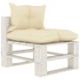 Zentrales Gartensofa aus Holzpaletten mit cremefarbenen Kissen von vidaXL, Outdoor-Sofas - Ref: Foro24-3052446, Preis: 87,28 ...