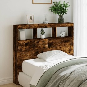 Headboard with LED light smoked oak 100x17x102 cm by vidaXL, Headboards and footboards - Ref: Foro24-839193, Price: 75,76 €, ...