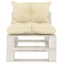 Zentrales Gartensofa aus Holzpaletten mit cremefarbenen Kissen von vidaXL, Outdoor-Sofas - Ref: Foro24-3052446, Preis: 87,28 ...