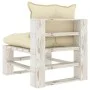 Zentrales Gartensofa aus Holzpaletten mit cremefarbenen Kissen von vidaXL, Outdoor-Sofas - Ref: Foro24-3052446, Preis: 85,09 ...