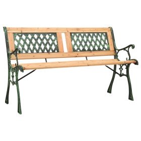 Banco de jardín hierro fundido y madera de abeto maciza 122 cm Banco de jardín hierro fundido y madera de abeto maciza 122 cm