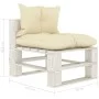Zentrales Gartensofa aus Holzpaletten mit cremefarbenen Kissen von vidaXL, Outdoor-Sofas - Ref: Foro24-3052446, Preis: 85,09 ...