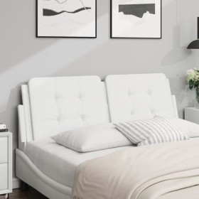 Cabecero de cama acolchado cuero sintético blanco 140 cm