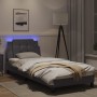 Bed frame with LED lights gray synthetic leather 90x190 cm by vidaXL, Beds and slatted bases - Ref: Foro24-3214078, Price: 14...