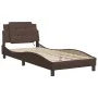Bed frame with LED lights brown synthetic leather 90x200 cm by vidaXL, Beds and slatted bases - Ref: Foro24-3214084, Price: 1...