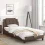 Bed frame with LED lights brown synthetic leather 90x200 cm by vidaXL, Beds and slatted bases - Ref: Foro24-3214084, Price: 1...