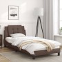 Estructura cama con luces LED cuero sintético marrón 90x200 cm de vidaXL, Camas y somieres - Ref: Foro24-3214084, Precio: 143...