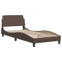 Bed frame with LED lights brown synthetic leather 90x200 cm by vidaXL, Beds and slatted bases - Ref: Foro24-3214084, Price: 1...