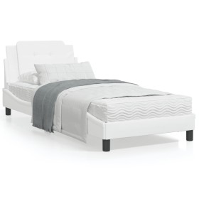 Estructura cama con luces LED cuero sintético blanco 100x200 cm de vidaXL, Camas y somieres - Ref: Foro24-3214090, Precio: 14...