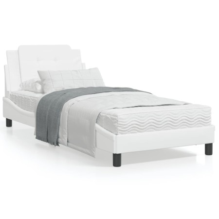Estructura cama con luces LED cuero sintético blanco 100x200 cm